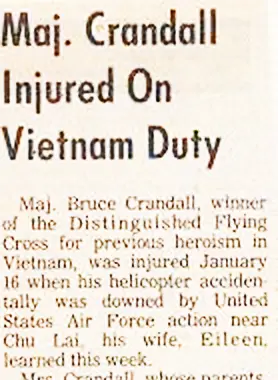 Bruce Crandall article Maj. Crandall Injured on Vietnam Duty