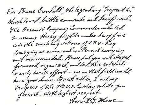 Bruce Crandall note from Hal Moore